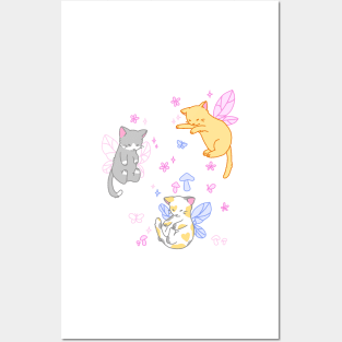 fairy kitties (pink/white/blue) Posters and Art